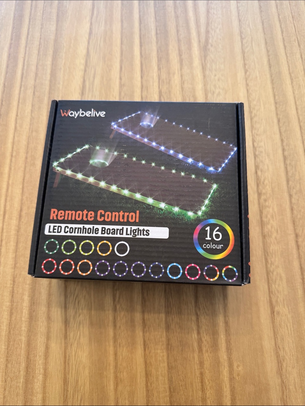 Waybelive LED Cornhole Board Lights - Black Box with Multicolor Graphics